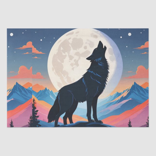 Papel De Seda Wolf Howling At The Moon (Anverso)