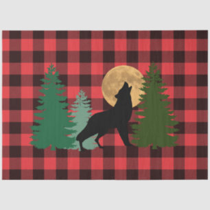 Papel De Seda Wolf Howling Full Moon