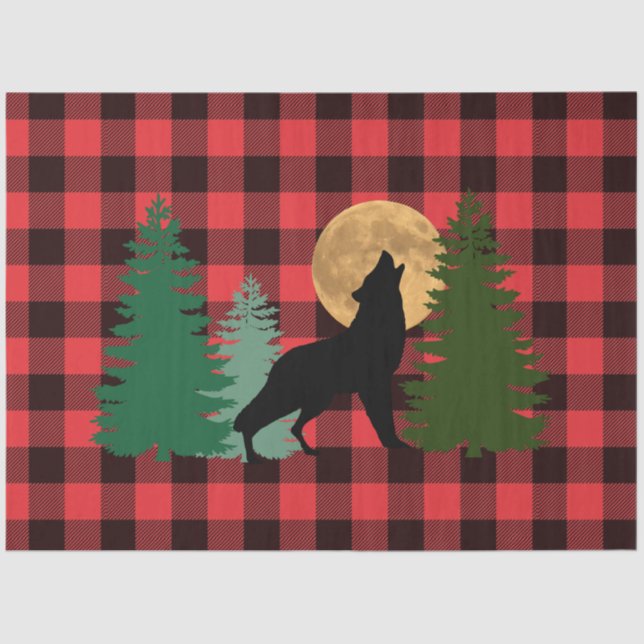 Papel De Seda Wolf Howling Full Moon (Anverso)