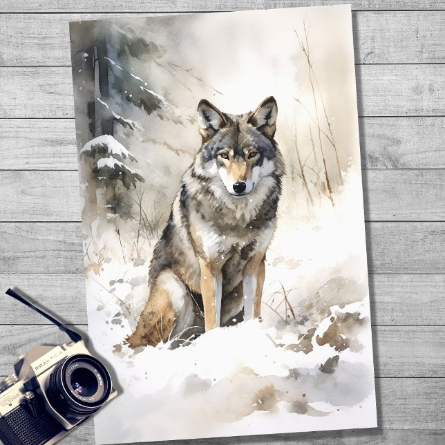 Papel De Seda Wolf in Snow 1 Decoupage Paper (Subido por el creador)