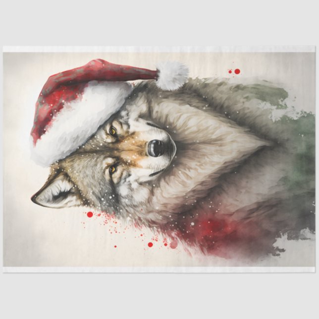 Papel De Seda Wolf Navidades de invierno descifran la acuarela (Anverso)