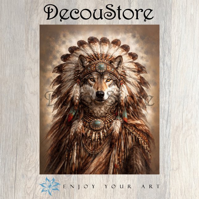 Papel De Seda Wolf of the Sacred Feathers Decoupage (Subido por el creador)