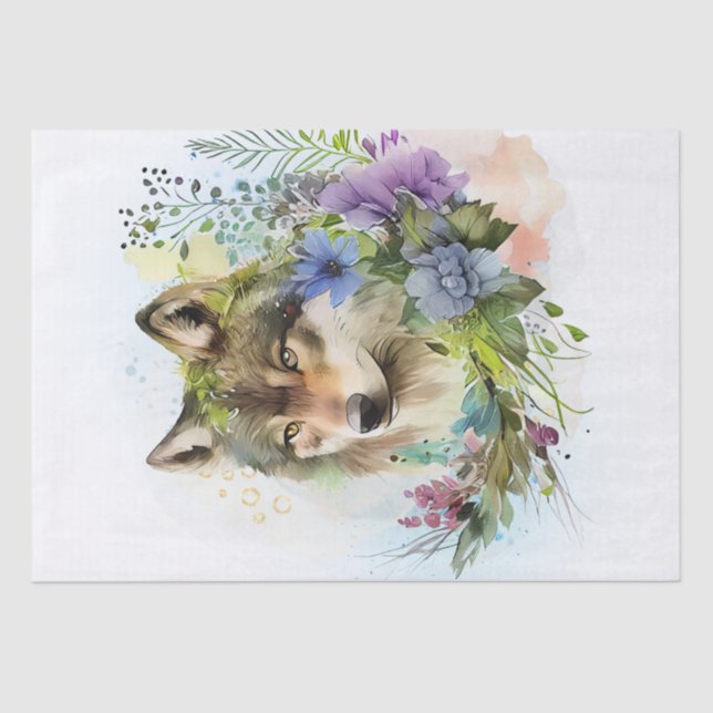 Papel De Seda Wolf Watercolor (Anverso)