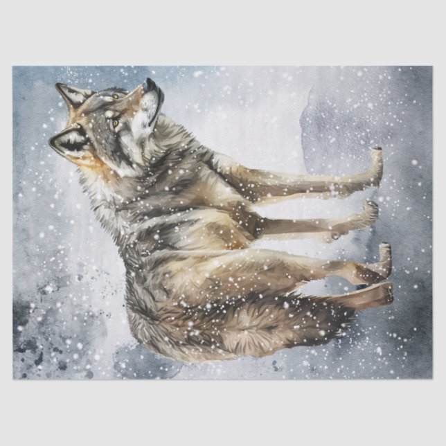 Papel De Seda Wolf Watercolor (Anverso)