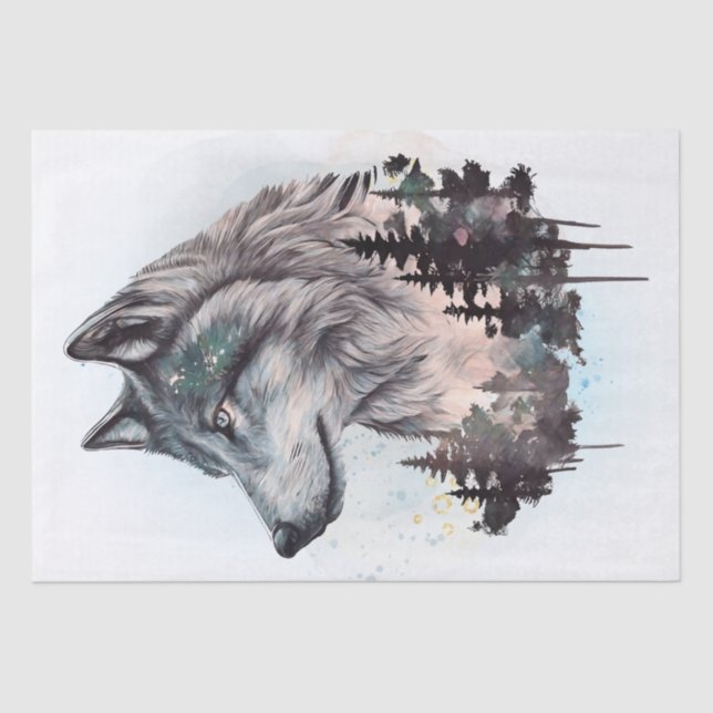 Papel De Seda Wolf Watercolor (Anverso)