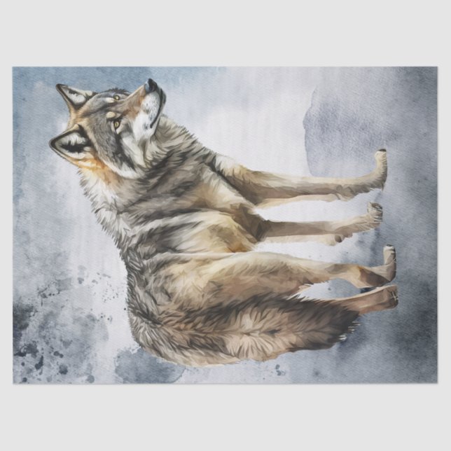 Papel De Seda Wolf Watercolor (Anverso)