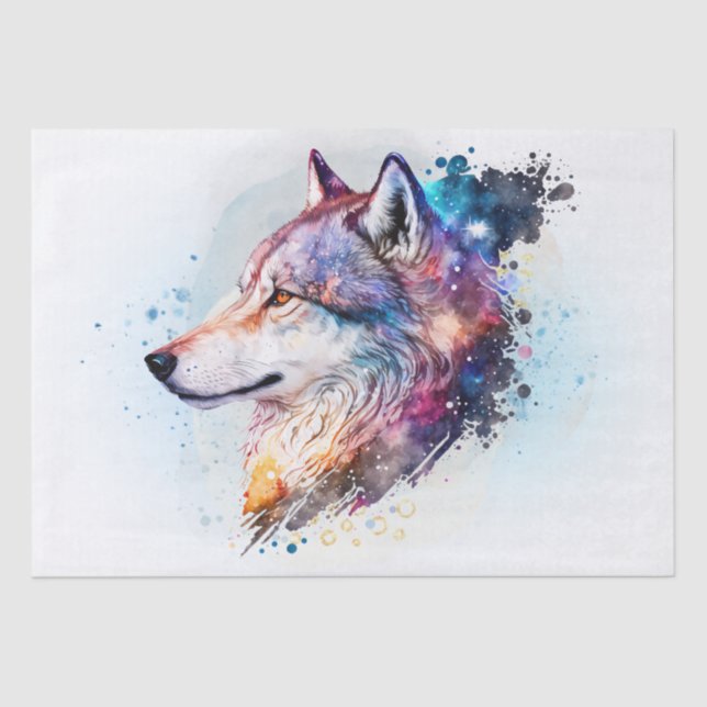 Papel De Seda Wolf Watercolor (Anverso)