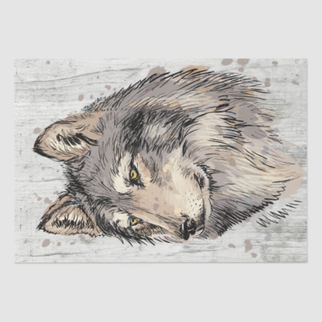 Papel De Seda Wolf Watercolor (Anverso)