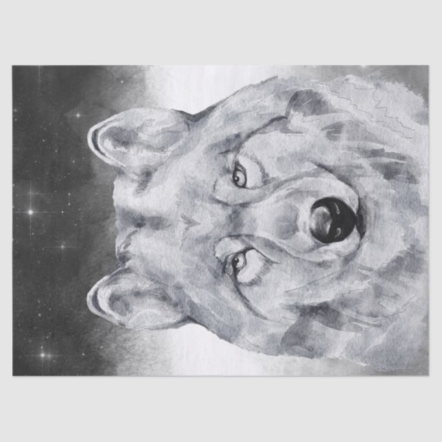 Papel De Seda Wolf Watercolor (Anverso)