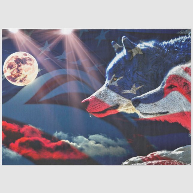 Papel De Seda Wolf Wolves Full Moon (Anverso)