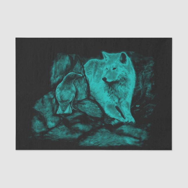 Papel De Seda Wolf y Raven en la noche (Anverso)
