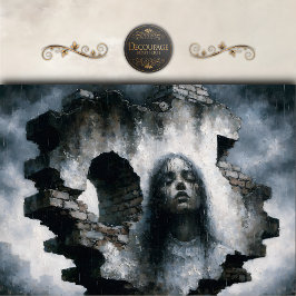 Papel De Seda Woman Emerging from Brick Wall Decoupage