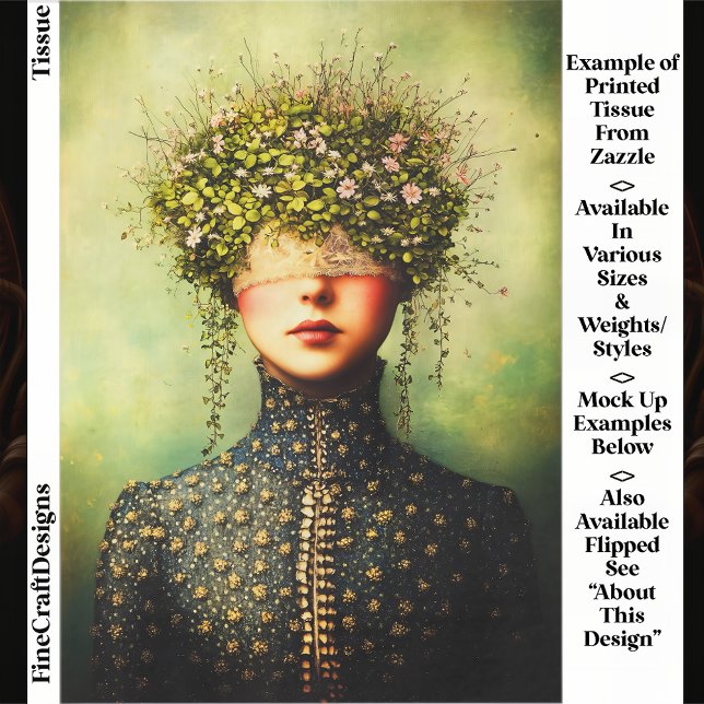 Papel De Seda Woman, Lace Blindfold & Floral Crown EM8 Decoupage (Subido por el creador)