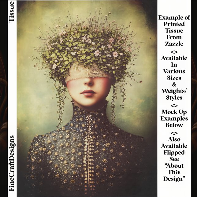 Papel De Seda Woman, Lace Blindfold Floral Crown EM8F Decoupage (Subido por el creador)