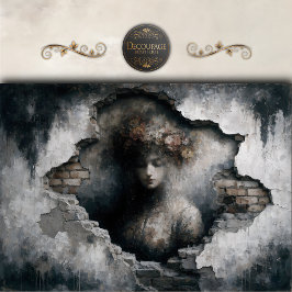 Papel De Seda Woman Revealed in Crumbling Wall Decoupage