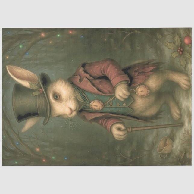 Papel De Seda Wonderland-Inspired Victorian Rabbit Decoupage (Anverso)
