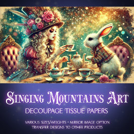 Papel De Seda Wonderland Magic Chica and Rabbit Teatime Decoupag