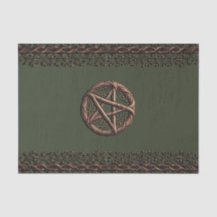 Papel De Seda Wood Twig Pentacle Olive Green Wiccan