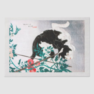 PAPEL DE SEDA: WOODBLOCK JAPONÉS :Gato con tomate