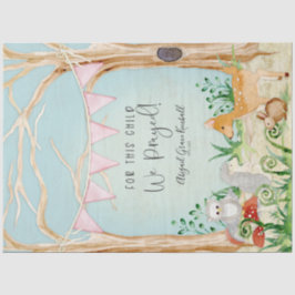 Papel De Seda Woodland Animals Deer Owl Hedgehog Baby Girl