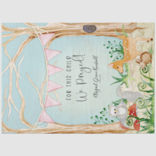 Papel De Seda Woodland Animals Deer Owl Hedgehog Baby Girl