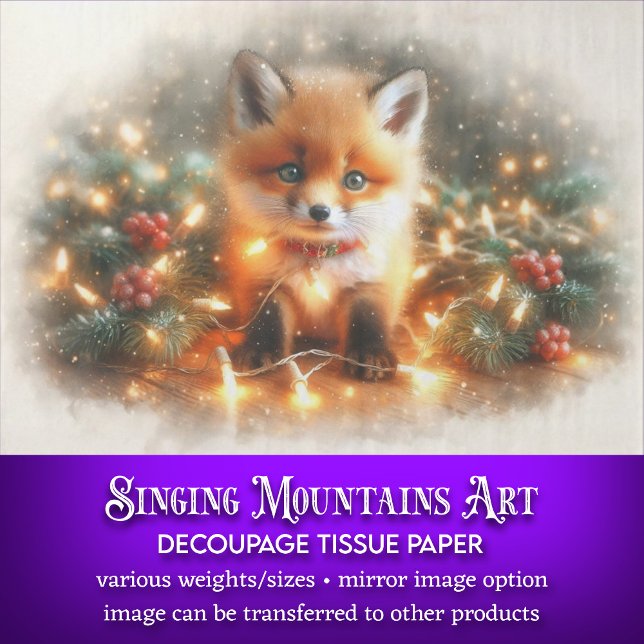 Papel De Seda Woodland Baby Fox En Navidades Luces Decepción (Subido por el creador)
