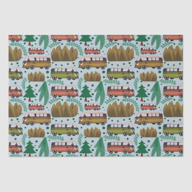 Papel De Seda Woodland Camper Blue (Anverso)