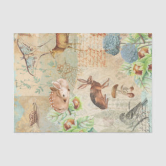 Papel De Seda Woodland Decoupage Forest Wildlife Deer, rabbit
