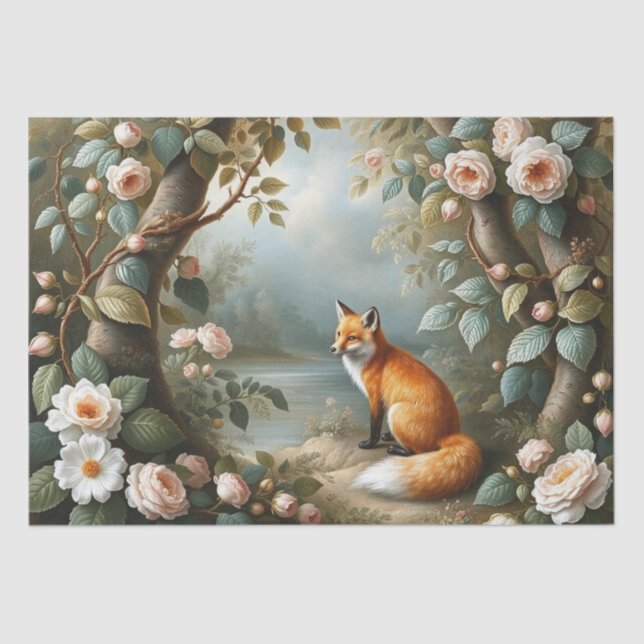 Papel De Seda Woodland Fox with Botanical Details (Anverso)