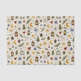 Papel De Seda Woodland Lantern Winter Folk Pattern