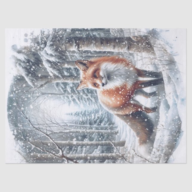 Papel De Seda Woodland Winter Fox (Anverso)