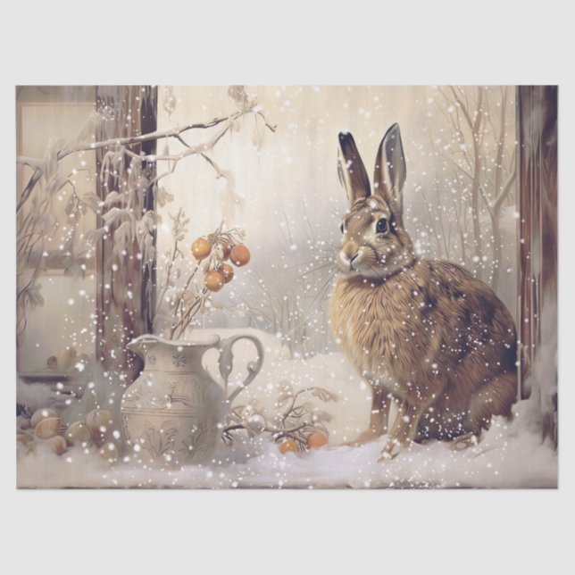Papel De Seda Woodland Winter Hare (Anverso)