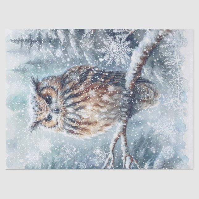 Papel De Seda Woodland Winter Owl (Anverso)