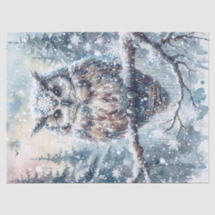 Papel De Seda Woodland Winter Owl