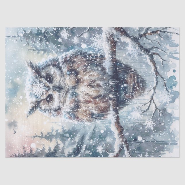 Papel De Seda Woodland Winter Owl (Anverso)