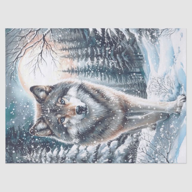 Papel De Seda Woodland Winter Wolf (Anverso)