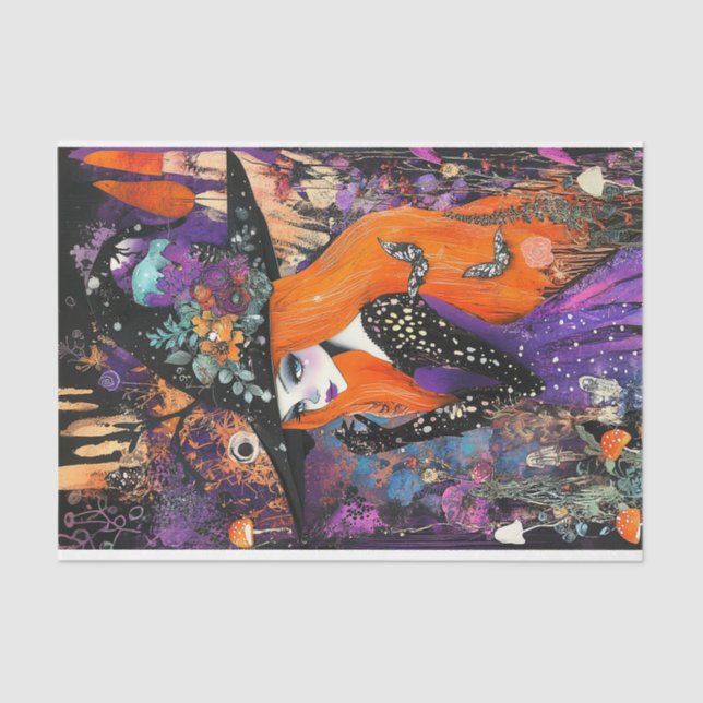 Papel De Seda Woodland Wtich Decoupage (Anverso)