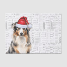 Papel De Seda Woof Word Art y el Pastor Australiano Santa Dog