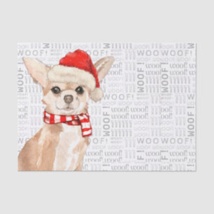 Papel De Seda Woof Word Art y los Navidades Chihuahua Santa Dog