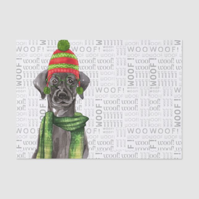 Papel De Seda Woof Word Art y Navidades Black Labrador (Anverso)