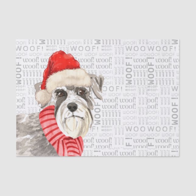 Papel De Seda Woof Words Schnauzer Dog Lover Holiday (Anverso)