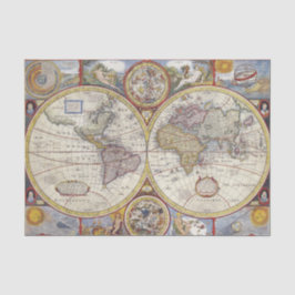 Papel De Seda World Map Vintage 10x15 Decoupage Tissue Paper