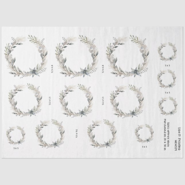 Papel De Seda Wreath acuarela con flor (Anverso)