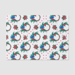 Papel De Seda Wreath de la poinsettia roja de los navidades