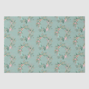 Papel De Seda Wreath de Navidades rosados verdes