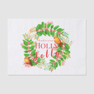 Papel De Seda Wreath Holly Jolly Family White