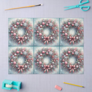 Papel De Seda Wreath Sage Green & Pink Decoupage