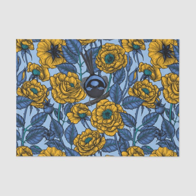 Papel De Seda Wren in the rosas (Anverso)