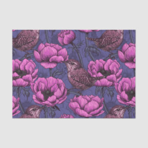 Papel De Seda Wrens en el jardín anemónico