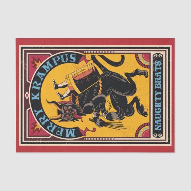 Papel De Seda Xmas Merry Krampus Naughty Brats Circus Poster (Anverso)